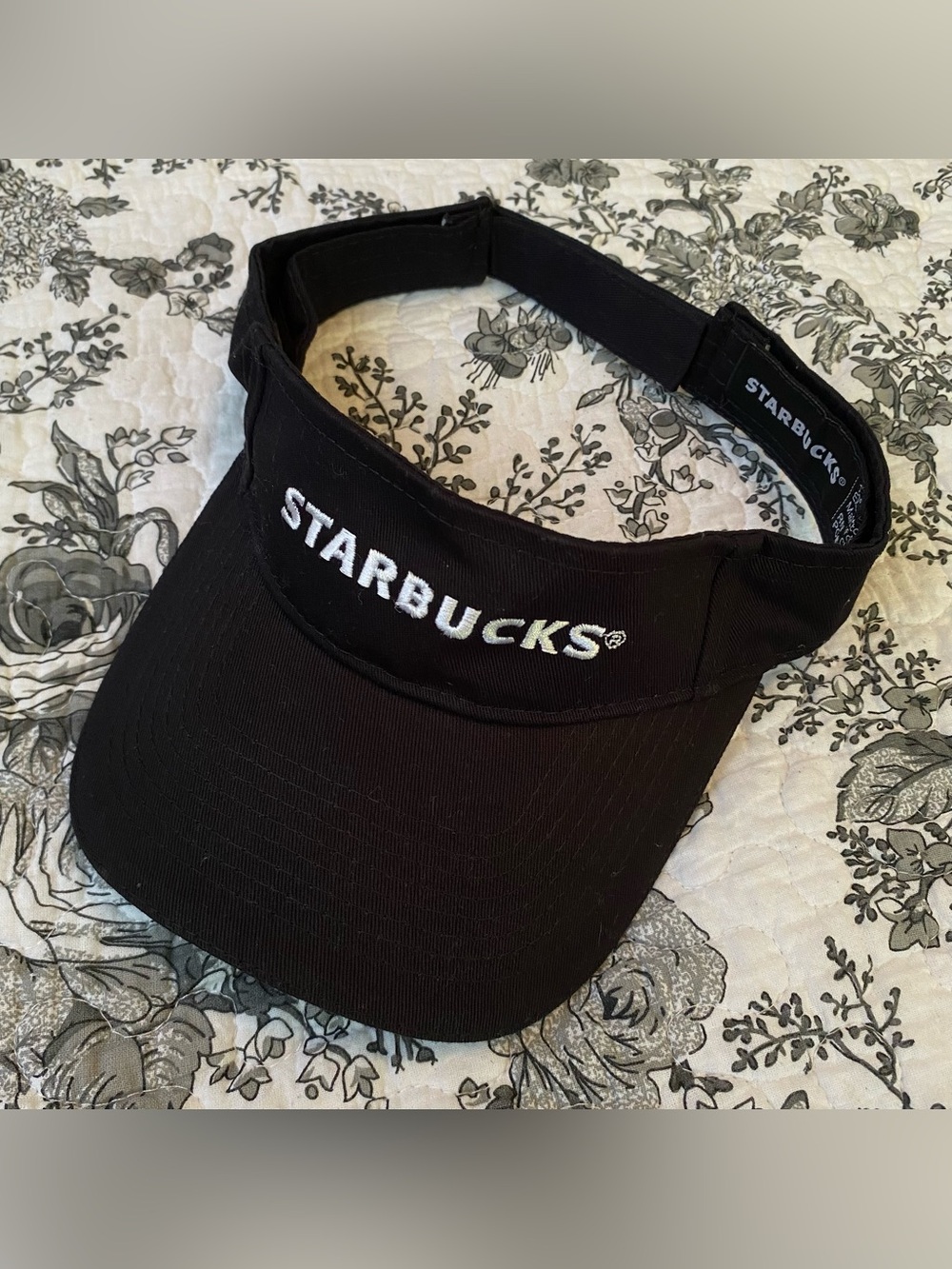 authentic starbucks employee barista uniform adjustable black visor hat